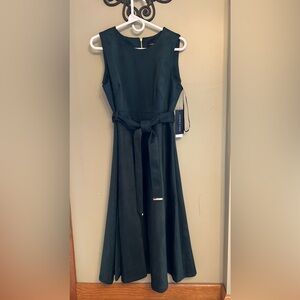 Andrew Marc Elegant Dark Green Dress with Belt